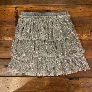 Zara Kids Girls Silver Sequin Skirt Size 9